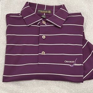 Peter Millar Men's Polo in Rich Purple with White Stripes
